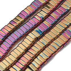 Средний Фиолетово-красный Гальванические немагнитная синтетический гематит бисер пряди, прямоугольные, 2-луночное, средне фиолетовый красный, 6x2x3 мм, отверстие : 1.2 мм, около 198 шт / нитка, 16.02 дюйм (40.7 см)