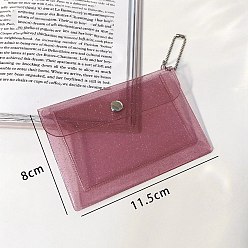 Светло-Вишневый Брелок для ключей из пвх с блестками, с шариковыми цепочками и защелкивающейся кнопкой, сумка для карт, светло-вишневый, 80x115 мм