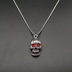 Skull Кулон из сплава рубина и горного хрусталя 667 цепочки из нержавеющей стали, цвет нержавеющей стали, череп, 23.62~27.56 дюйм (60~70 см)