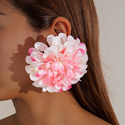 Pink Серьги-гвоздики из цветочного сплава, с пластиковым, розовые, 100x100 мм