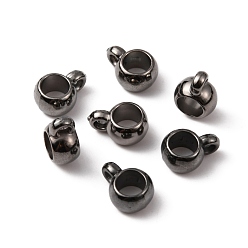 Gunmetal CCB Plastic Tube Bails, Rondelle Loop Bail Beads, Gunmetal, 12.5x8.5x5mm, Hole: 1.5mm, Inner Diameter: 5mm
