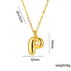 Letter P 304 массивные ожерелья с инициалами из нержавеющей стали, реальный 18 k позолоченный, Письмо P, 15.75 дюйм (40 см)