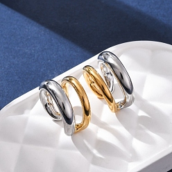 Настоящее золото 18K Двухслойные c-образные 304 двухцветные серьги-манжеты из нержавеющей стали, женские серьги без пирсинга, реальный 18 k позолоченный, 16.5x9 мм