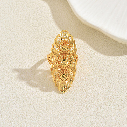 Золотой Геометрические полые латунные кольца для женщин, цветок, золотые, 40 мм, внутренний диаметр: 16мм~18мм