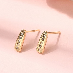 Настоящее золото 18K Серьги-гвоздики из латуни с микропаве из прозрачных кубических цирконий в форме капли, долговечный, стойки покрытие, без свинца и без кадмия, реальный 18 k позолоченный, 10.5x3.5 мм