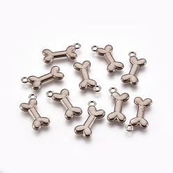 Черный Цвет Металла Сплавочные подвески тибетского стиля, без свинца, без никеля и без кадмия, кость, металлический черный , 22x11x2 мм, отверстие : 2 мм