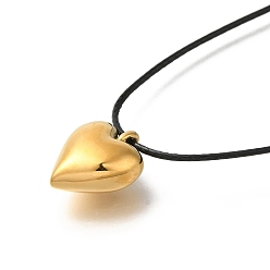 Настоящее золото 14K Ионное покрытие (IP) 304 ожерелья с подвесками в форме сердца из нержавеющей стали для женщин, воском ожерелья шнура, реальный 14 k позолоченный, 16.14 дюйм (41 см)