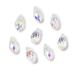 Прозрачный АВ Стеклянные подвески, подвесные декоративные элементы для люстр, слезинки, граненые, ясно AB, 12.5x6 мм