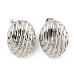 Платина Серьги-гвоздики из латуни с реечным покрытием, долговечный, без свинца и без кадмия, овальные, платина, 24.5x19.5 мм