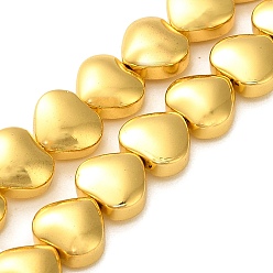 с Золотистым Покрытием Стеклянные бусины с гальваническим покрытием , сердце, с золотым покрытием, 7.5x8.5x4.5 мм, отверстие : 0.8 мм, около 55 шт / нитка, 15.75'' (40 см)
