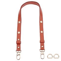 Chocolate PU Leather Chain Bag Strap, with Alloy Findings & Iron D Ring, Bag Replacement Accessories, Chocolate, 69.1x1.8x0.5cm