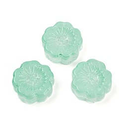 Аквамарин Прозрачные стеклянные бусины, цветы, спекающийся лак, аквамарин, 14x14.5x5.5~6 мм, отверстие : 1.2 мм