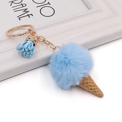Светло-Голубой Брелок с пушистым помпоном в виде мороженого, для украшения сумки, брелок подарок и рюкзак для телефона, Небесно-голубой, 14x5 см