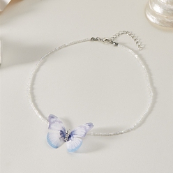 чертополох Ожерелья с подвеской в виде бабочки из стеклянного бисера в стиле бохо, чертополох, 8.27~19.69 дюйм (21~50 см)