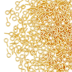 Золотой 300шт 304 шпильки с проушиной из нержавеющей стали, за половину пробурено бисера, золотые, 8x4x1 мм, отверстие : 2 мм, штифты : 1.4 мм