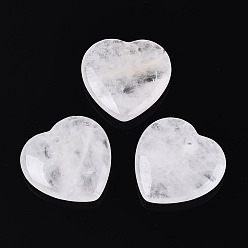Хрусталь Природного кварца хрустальных подвесок, подвески в форме сердца из горного хрусталя, 33.5~34.5x34.5~35x9~10 мм, отверстие : 2.2~2.8 мм