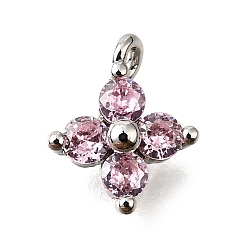 Платина Латунные микро проложить кубического циркония подвески, без кадмия, без никеля и без свинца, , платина, 9.5~10x7.5~8x3 мм, отверстие : 1.2 мм