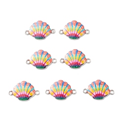 Colorful Alloy Enamel Connector Charms, Platinum, Shell, Colorful, 15x24mm