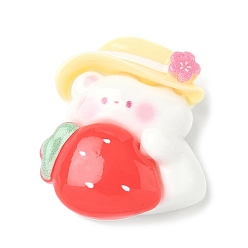 Клубника Кабошоны из непрозрачной смолы с изображением медведя-клубники, клубника, 25.5x22.5x9 мм