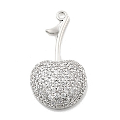 Платина Латунные микро проложить кубического циркония подвески, черри прелести, стойки покрытие, долговечный, без свинца и без кадмия, платина, 27.5x14.5x5.5 мм, отверстие : 1.5 мм