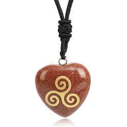 Камень с Пылевым Золотом Ожерелья с подвесками из синтетического золота ко Дню Святого Патрика, сердце, 26.77 дюйм (68 см)