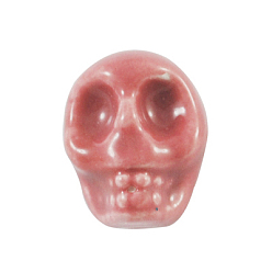 Лосось Фарфоровые бусины ручной работы, Хэллоуин ювелирные изделия DIY материал, череп, salmon, 13x13x11 мм, отверстие : 2 мм