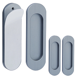 Платина 4 шт. самоклеящиеся ручки из алюминиевого сплава для раздвижных дверей, овальные, платина, 99.5x30x6 мм