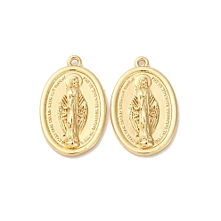 Настоящее золото 18K Латунные подвески, без кадмия, без никеля и без свинца, медаль святой марии, реальный 18 k позолоченный, 23.5x14.5x2.5 мм, отверстие : 1.4 мм