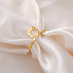 Золотой 304 открытые кольца манжеты из нержавеющей стали, форма кошки, золотые, 1~9.5 мм, 20 мм