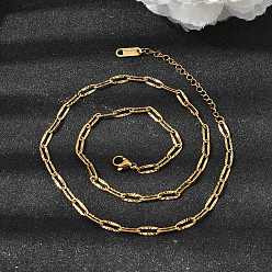 Золотой 3.5 мм, унисекс 304 цепочка из нержавеющей стали с текстурой в виде скрепки, золотые, 16.73 дюйм (42.5 см)