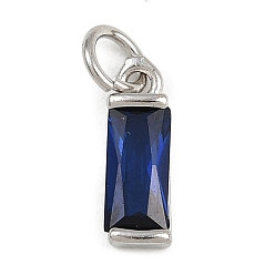 Платина Латунь с кубическим цирконием подвеской, прямоугольник амулеты, с целью перехода в кольце, стойки покрытие, долговечный, без свинца и без кадмия, платина, 12x4x3.5 мм, отверстие : 3.5 мм