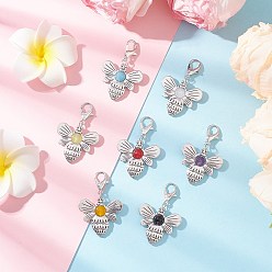 (52) Непрозрачная лаванда Подвесные украшения в виде пчел, с подвеской из сплава в тибетском стиле и натуральным камнем и 304 штифтами из нержавеющей стали с плоской головкой, разноцветные, 43 мм