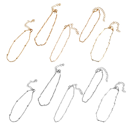 Platinum & Light Gold 20 шт. 2 цвета железные цепочки для лодыжек, платина и светлое золото, 8-1/2 дюйм (217 мм), 5 шт / пакет, 2 сумки / цвет, 4 пакеты / комплект