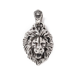 Antik Silber Farbe 304 Edelstahl Anhänger, Löwe, Antik Silber Farbe, 40x28x17.5 mm, Bohrung: 11x8.5 mm
