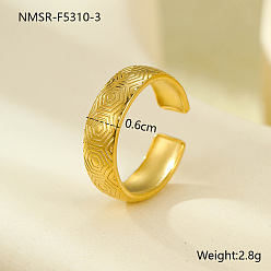 Golden 304 Stainless Steel Cuff Open Rings, Hexagon, Golden, Inner Diameter: 15~20mm