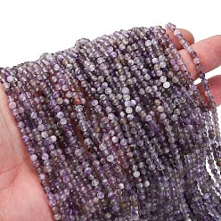 Аметист Природный аметист нитей бисера, круглые, граненые, 3 мм, отверстие : 0.7 мм, около 136 шт / нитка, 15.35'' (39 см)
