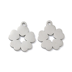 Цветок 304 прелести нержавеющей стали, цвет нержавеющей стали, цветок, 13.5x12x1 мм, отверстие : 1 мм