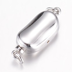 Stainless Steel Color 304 Stainless Steel Box Clasps, Stainless Steel Color, 20x8x7mm, Hole: 2.5mm, Pin: 1.2mm