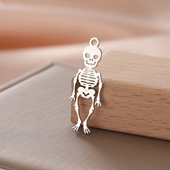 Нержавеющая Сталь Цвет Шкентели нержавеющей стали, скелет, цвет нержавеющей стали, 28x13 мм