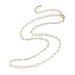 Golden Brass Cable Chain Necklace for Men Women, Golden, 17.32 inch(44cm)