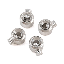 Real Platinum Plated Brass Crimp Beads, Round, Real Platinum Plated, 3.5x3x2.5mm, Hole: 0.6mm