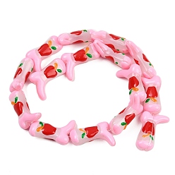 Яблоко Бусины из стеклянной эмали, окрашенные в технике запекания, яблоко, 23x16.5~17x7.5~8.5 мм, отверстие : 0.8~1.2 мм