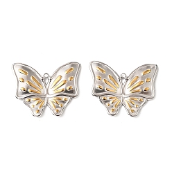 Золотой & Цвет Нержавеющей Стали 304 подвески из нержавеющей стали, очарование бабочки, золотые и нержавеющая сталь цвет, 25x30x2.5 мм, отверстие : 1.5 мм
