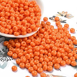 Dark Orange Imitation Jade Glass Seed Beads, Luster, Baking Paint, Round, Dark Orange, 5.5x3.5mm, Hole: 1.5mm
