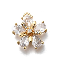 Настоящее золото 18K Латунные микро проложить кубического циркония подвески, без кадмия, без никеля и без свинца, , реальный 18 k позолоченный, 16x15x2 мм, отверстие : 1.2 мм