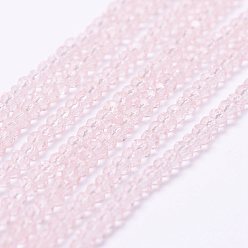 Lavender Blush Transparent Glass Beads Strands, Faceted, Rondelle, Lavender Blush, 2.5x1.5~2mm, Hole: 0.5mm, about 185~190pcs/strand, 13.7 inch~14.1 inch