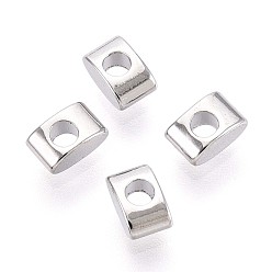 Платинированный Spacer бисер латунные, без кадмия, без никеля и без свинца, прямоугольные, Реальная платина, 5x3x2 мм, отверстие : 1.8 мм