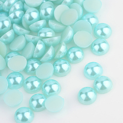 Бледно-бирюзовый Абс пластмассовые кабошоны, имитации жемчуга, полукруглый, бледные бирюзовая, 4x2 мм , около 10000 шт / мешок