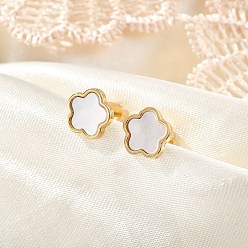 Настоящее золото 14K 304 серьги-гвоздики из нержавеющей стали для женщин, цветок, ионное покрытие (ip), реальный 14 k позолоченный, 7.5x7.5 мм