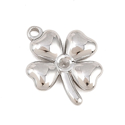 Нержавеющая Сталь Цвет 304 Настройки горный хрусталь из нержавеющей стали кулон, Четыре листа клевера, цвет нержавеющей стали, 17x14x2.5 мм, отверстие : 1.5 мм, пригодный для стразов 1.4 мм